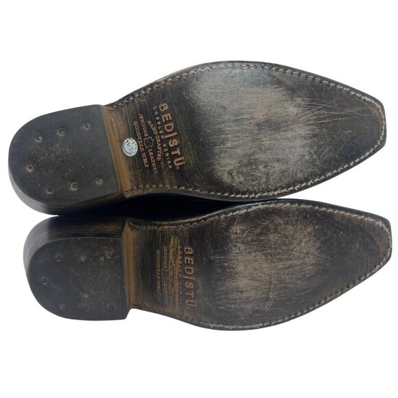 Bed|Stu Women's Crane Western Leather Ankle Boot, Black Teak Rustic Rust - Picture 8 of 12